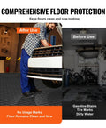 Comparison of garage floor before and after using 15 Piece Garage Floor Edge Transition Kit Tough Interlocking PP Edging.