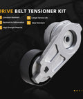 Premium Serpentine Belt Tensioner Idler Pulley Kit For Chrysler 300 And Dodge Charger V6 Fits 2005 To 2010 Models With Reliable OE Numbers 38323 Perfect Ride Fix metal drive belt tensioner kit