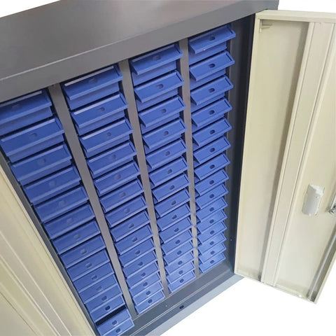 60 Drawer Steel Parts Storage Cabinet With Lockable Doors For Bolts Nuts Hardware And Craft Tools Heavy Duty Welded Steel