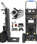 Heavy Duty Electric Stair Climbing Hand Truck With 880 Lb Capacity And Powerful Motor, showcasing foldable design and solid wheels.