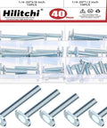40 Piece Tee Bolt Set In 5 Sizes 1/4-20 T Bolts For T Track And Slot Jigs shown in transparent storage box