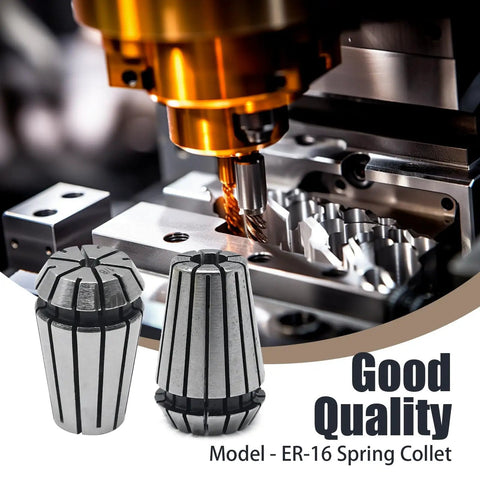 12Pcs ER-16 Collet Set for CNC Milling and Turning Tools 1/32 to 3/8 Inch Beefy Durable Spring Collets Carbon Steel Wear-Resistant