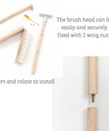 Heavy Duty Push Broom With Rock Solid Four Layer Stiff Plastic Bristles And A Beefy Wooden Handle for assembly components and installation guide.