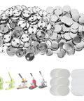 Killer 300 Sets 1.25 Inch Button Maker Supplies Featuring 32 Mm Pinback Parts with metal backs, plastic shells, and card blanks.
