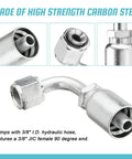 3/8 inch hydraulic hose fittings, carbon steel elbow, JIC 90° end