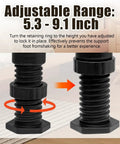 Guide on adjusting height from 5.3 to 9.1 inches for No Sweat Height Tweaks On Reliable Adjustable Bed Legs 4 Pack.