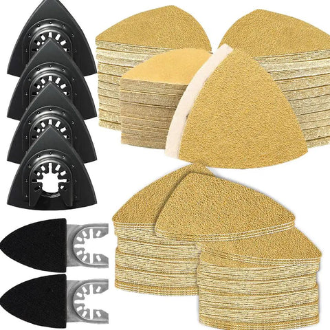 206 Piece Oscillating Tool Sanding Pad Kit With Triangle And Finger Sandpapers In Multiple Grits For Woodworking Metal And Other Surfaces