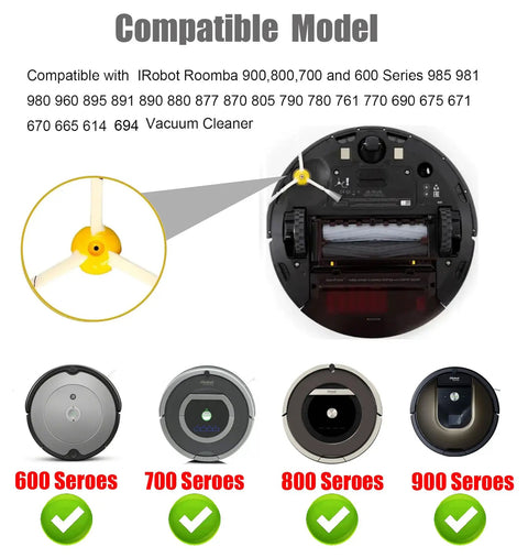 Side Brush Replacements For Roomba Vacuum Cleaners 900 800 700 600 Series And 960 980 985 860 870 compatibility chart