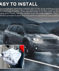 Heavy Duty Universal EV Charger Plug Port Cover on vehicle in rain, waterproof protection bag keeps charging plugs dry and secure.