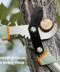 Heavy Duty Bypass Loppers For Tree Trimming With German Stainless Steel Blades Rust Resistant cutting branch on tree.
