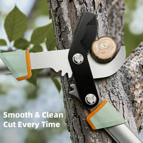 Heavy Duty Bypass Loppers For Tree Trimming With German Stainless Steel Blades Rust Resistant cutting branch on tree.