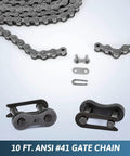 Heavy Duty Number 41 Roller Chain, 10 Foot Gate Opener Chain Extension, Tough Carbon Steel Chain for various machinery