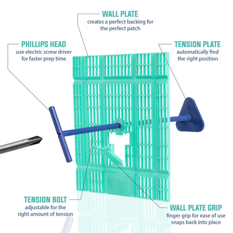 Wall Patch Repair Plate for Drywall Holes 2 to 5 Inch 1 Pack Backing Plate with tension bolt and grip features
