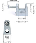 Top Shelf Tough As Nails Beam Clamps Fifty Pack Three Eighth Inch Hole Thirteen Sixteenth Jaw Opening Zinc Plated Steel Structural Hardware For Scaffolding Rigging And Heavy Loads showing measurements and details.