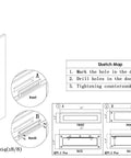 Installation diagram of Heavy Duty 304 Stainless Steel Front And Rear Mail Slot With Victorian Letter Box Plate, showing dimensions.