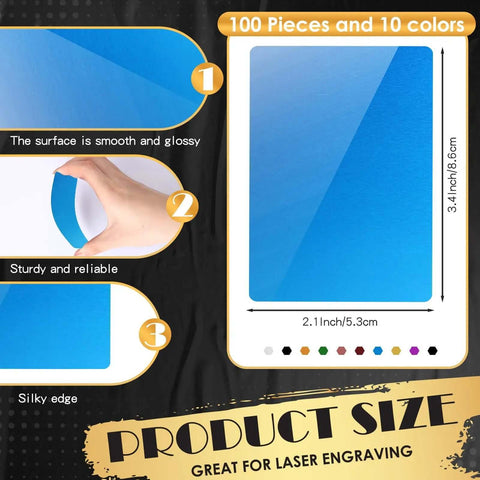 100 Piece Colorful Aluminum Engraving Blanks For Laser Etching 86 X 54 mm 0.21 mm Thick Multipurpose DIY Gift Cards And Business Cards