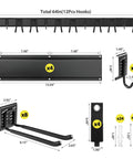 Wall Mounted Garage Tool Organizer Rack, 64 Inch Adjustable Heavy Duty Yard Tool Holder components and dimensions