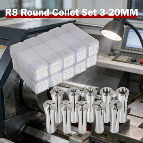 Round Collet Set 10Pcs For CNC Engraving And Milling Lathe Tools 3mm To 20mm Fit, High Precision Spring Collets With 0.015mm Runout