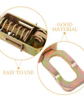 Close-up of Beefy Heavy Duty Truck Trailer Gate Latch With Spring Toggle Clamp, showing gold base plate and spring mechanism.