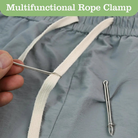 12 Pack Metal Drawstring Threaders With Clip For Quick Elastic Waistband Repairs in use on blue pants