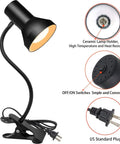 Eye Care Desk Lamp With 360 Degree Gooseneck Clip On Light For Desk Bedside Or Office showing ceramic holder, switch, and plug