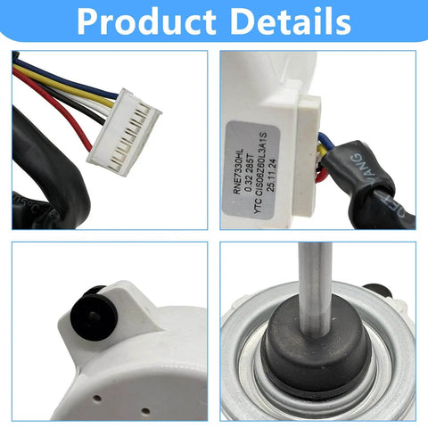 Condenser Fan Motor For Mini Split Outdoor AC Unit Replacement 100W 380V Brushless DC Motor details and connectors.