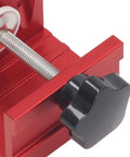 Pro Level Adjustable Pocket Hole Jig Kit Built From Tough Aluminum With Three Step Drill Bits gives a close-up view of the clamping mechanism.
