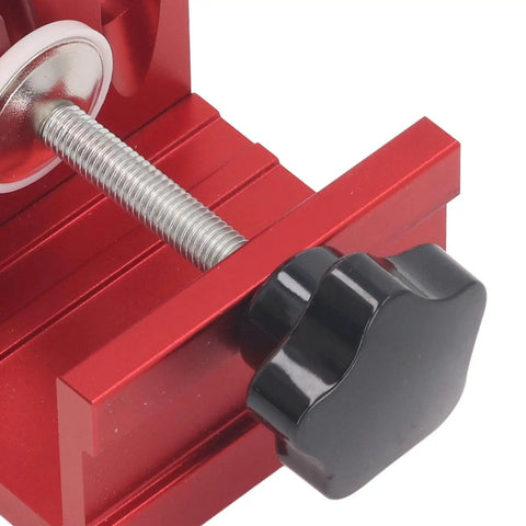 Heavy Duty Slick Aluminum Pocket Hole Jig Kit With Top Shelf 3 Step Drill Bits And Foolproof Adjustable Depth Settings For Woodworking Up To 45Mm Smooth 15 Degree Angle Furniture Assembly close-up of adjusting knob and threaded rod