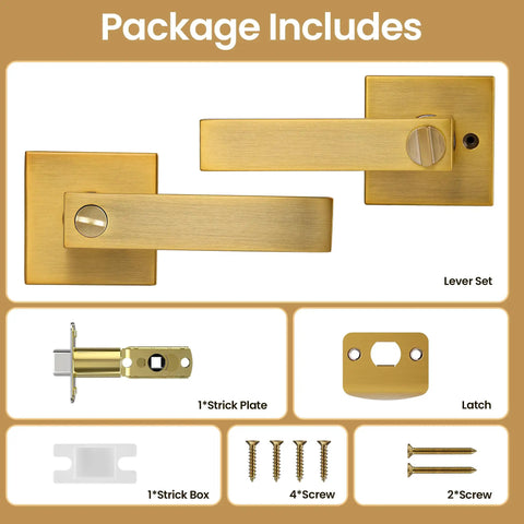 Interior Door Handles With Privacy Lock In Antique Brass Finish Old School Vintage Style Door Levers For Bedroom And Bathroom Heavy Duty Privacy Door Levers With Thumb Turn Durable Inside Door Hardware Classic Look package includes lever set, latch, strike plate, screws.