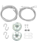Heavy Duty Garage Door Cable And Pulley Replacement Kit With Two 3 Inch Stationary Pulleys And Two Galvanized Aircraft Cables 3/32 Inch And 1/8 Inch Diameter Plus 10 Fasteners Rust Resistant Steel For Overhead Sectional Doors