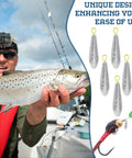 Angler holding fish with Drop Shot Fishing Sinker Weights Kit 24 Pieces Half Oz Each for Freshwater Catfishing Bass Casting.