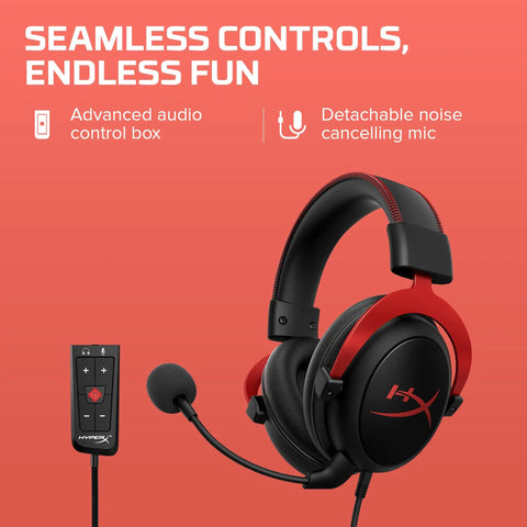 Cloud II Gaming Headset With Seven Point One Surround Sound Over Ear Gamer Ready Memory Foam Ear Pads And Durable Aluminum Frame