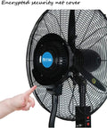 Close-up of the Keep The Vibe Cool With This Quiet Oscillating Standing Fan Featuring A Built In Mist Sprayer and Three Speed Settings.