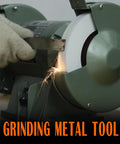 Tough As Nails 400 Grit White Aluminum Oxide Bench Grinder Wheels in action polishing tool with sparks flying.
