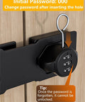 Keyless Cabinet Lock With 3-Digit Password, No Keys Needed, Bifold Door Lock For Cabinets And Drawers, black lock on wood door