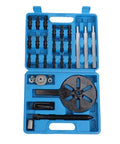 Rock Solid Steel Bearing Puller Set For Auto Wheel Hub Repair With Pro Extractor Tool 33 Piece Kit, blue case