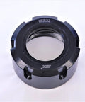 Dead Set Tough ER32 Collet Nut And Locknut Assembly For Heavy Duty Clamping Tool Holders Featuring No Sweat CNC Setup, black metal.