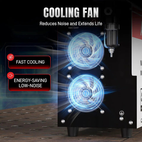 Dual cooling fans on Plasma Cutter 55A Non HF Non Touch Pilot Arc 4 In 1 Plate Grid Cutting Gouging Marking 1 Inch Max Cut