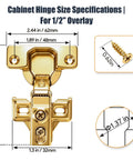 Gold Finish 50 Pack Soft Close Cabinet Hinges For Kitchen Cabinets Half Overlay Stainless Steel Built In Damper 100 Degree