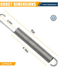 2 Pack Heavy Duty 7 Inch Recliner Tension Springs For Sofa Chair Mechanism Replacement Featuring Smooth Glide Motion And No Sweat Setup For Rock Solid Couch Comfort, showing dimensions.
