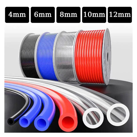 Tough As Nails Blue Polyurethane Air Hose And Pneumatic Tube Pipe 100 Meter Length, showcasing various hose diameters.