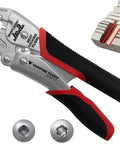 7.5 Inch Heavy Duty Locking Pliers With Screw Extractor And Curved Jaws, Quick Release for Stripped Screws Removal
