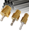 Grab This Heavy Duty 3 Piece Pipe Reaming Step Drill Bit Set Made From High Carbon Steel With Hex Shank For Deburring And Fitting Expansion Up To 19Mm 24Mm And 31Mm Sizes Perfect For DIY Pros. 3-piece high carbon steel hex shank pipe reaming bits, 19mm, 24mm, 31mm