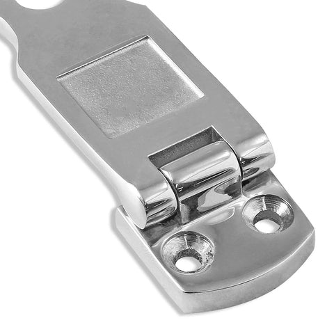 Marine Grade 316 Stainless Steel Door Hasps 2 Pack, close-up of heavy duty 3 inch swivel safety hasp with padlock mount