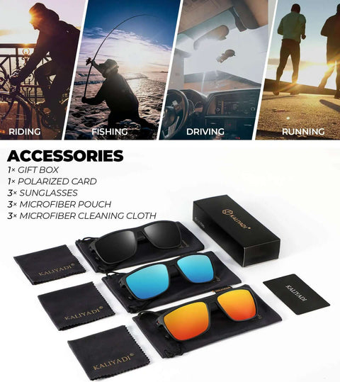 Polarized Sunglasses For Men With UV400 Protection, Lightweight And Durable, Built For Driving, Fishing, And Golf in Black Ice Blue or Red