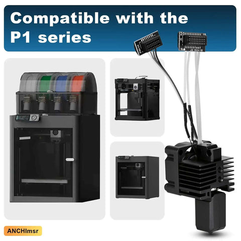 All In One Hotend Kit For Bamboo Lab P1P And P1S 3D Printers with 0.4mm nozzle and ceramic heater in focus, compatible with P1 series.