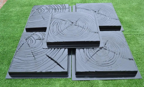 DIY Concrete Molds Set, 5 Pcs ABS Plastic Stone Paver Molds For Garden Pathways And Patios on grass surface