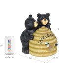 Solar Bee Hive Welcome Sign Garden Statue With LED Lights Durable Resin Outdoor Decor Cute 8 Inch Porch Ornament next to soda can
