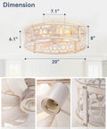 Dimensions of 20Inch Caged Low Profile Ceiling Fan With Integrated Light And Remote Control In Refined White Gold Finish.