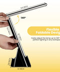 7 In 1 Desk Lamp With 10W Wireless Charging Pad And Clock Dimmable LED Light With USB Charging Alarm Smart Display Space Saving Design Ideal For Home Office For Everyday Home Office Use, flexible foldable design with size illustration